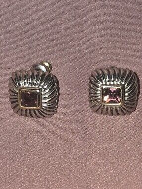 Museum of Fine Arts Square Shaped Gold Tone Stud Earrings